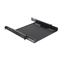 Struttura ad 1 unità rack da 19” con piano estraibile costruita con lamiere in acciaio e munita di guide zincate laterali