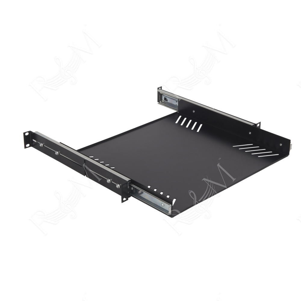 Struttura ad 1 unità rack da 19” con piano estraibile costruita con lamiere in acciaio e munita di guide zincate laterali