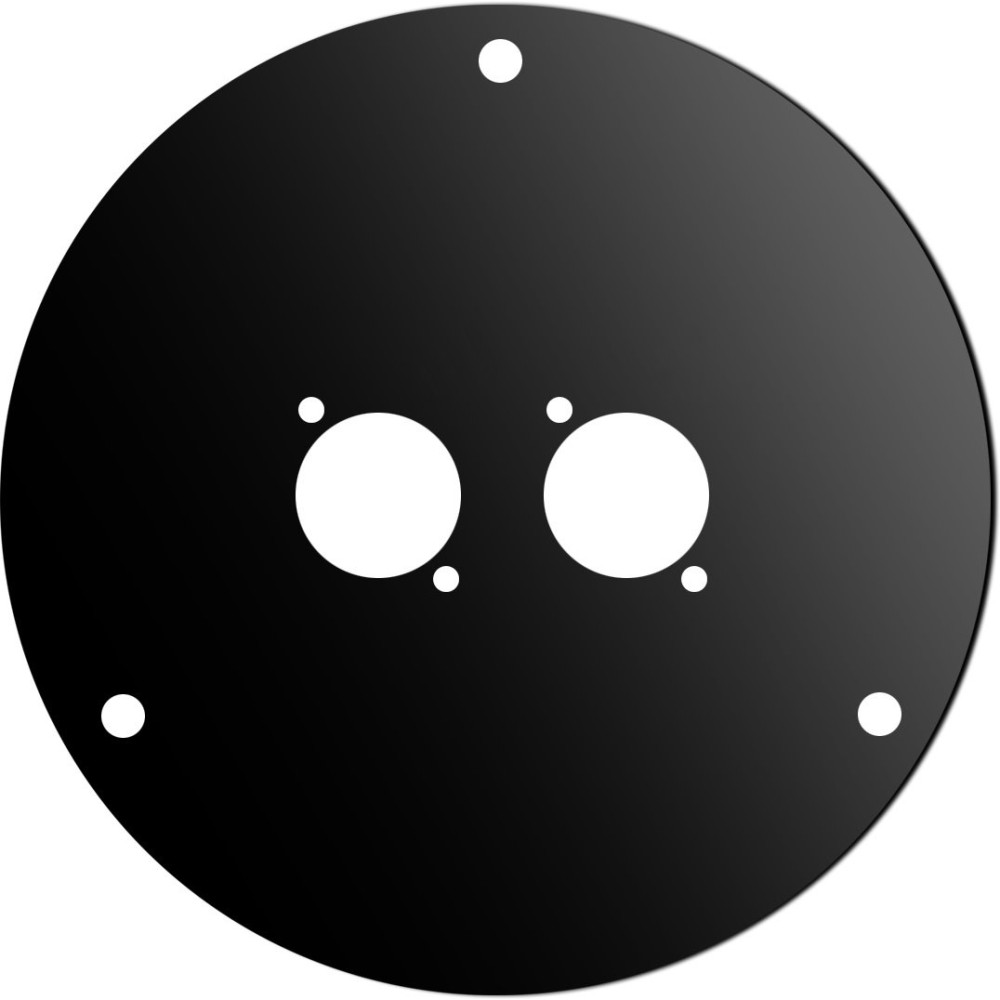 Disco frontale in acciaio verniciato nero per AV185, dotato di 2 fori per connettori di tipo “D”.