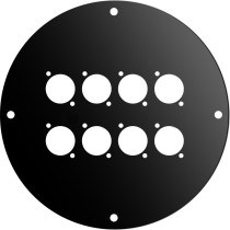 Disco frontale in acciaio verniciato nero per AV190/AV195, dotato di 8 fori per connettori di tipo “D”.