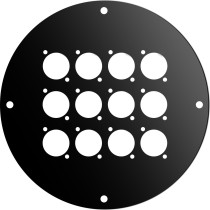 Disco frontale in acciaio verniciato nero per AV190/AV195, dotato di 12 fori per connettori di tipo “D”.