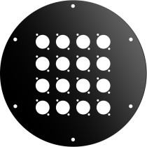 Disco frontale in acciaio verniciato nero per AV195, dotato di 16 fori per connettori di tipo “D”.