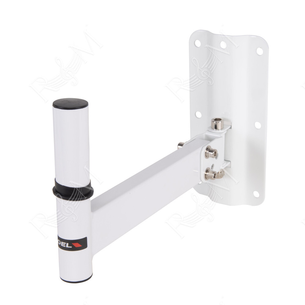 Robusto supporto in acciaio tubolare a parete per casse acustiche.
