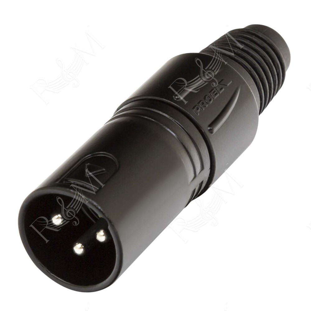 Spina volante XLR professionale 3 poli. Colore: Nero.