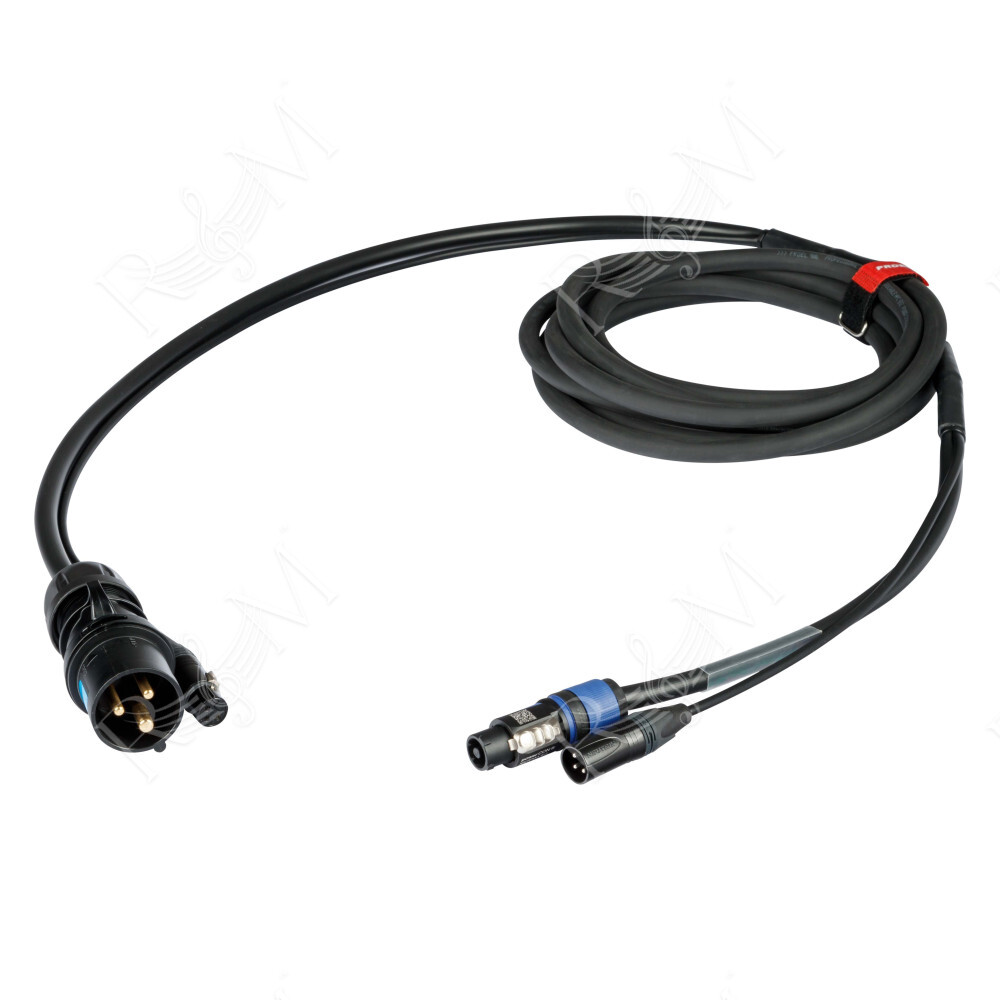 Cavo professionale Phono-Rete per il collegamento di diffusori acustici attivi. Cavo 3 X 2,5 + 2 x 0,35 - con connessioni presa 