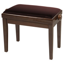 Panca professionale regolabile in legno per piano ed organo. Telaio Noce lucido. Cuscino imbottito con rivestimento in velluto m