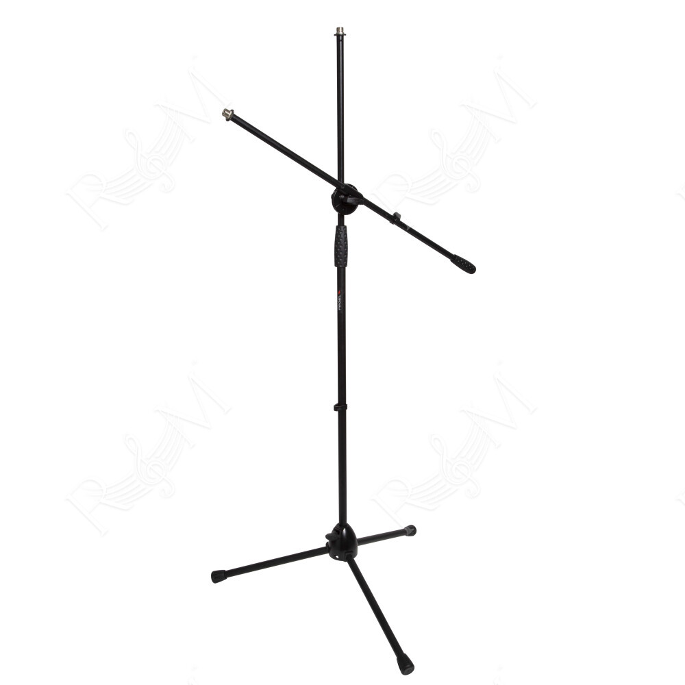 Asta professionale doppia per microfono, con giraffa regolabile lungo il tubo verticale e terminazioni con filettatura 3/8 (adat