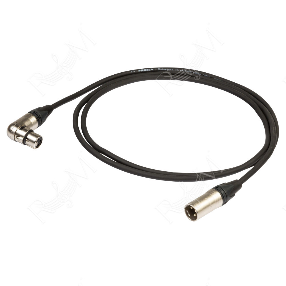 Cavo professionale bilanciato con connessioni presa volante XLR 3P Neutrik ad angolo - spina volante XLR 3P Neutrik / NC3FRX - H