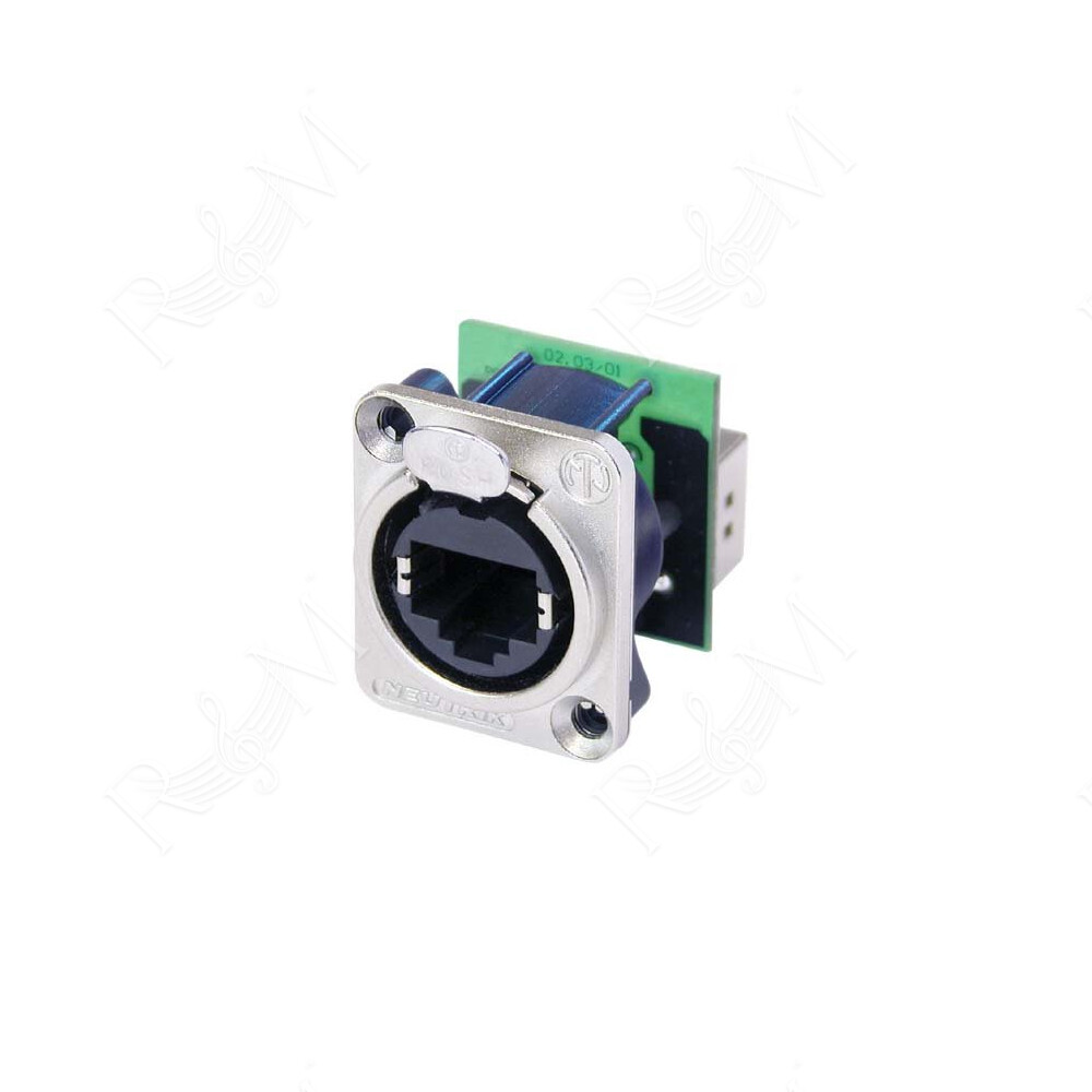 Presa da pannello NEUTRIK RJ45 per la trasmissione dati (sia 10Base-T sia 100Base-T) in ambienti estremi. Provvista di tasto PUS