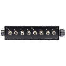 Audio box in materiale plastico antiurto cablato con 8 prese pannello XLR 3P NEUTRIK e connettore multipolare di collegamento 25