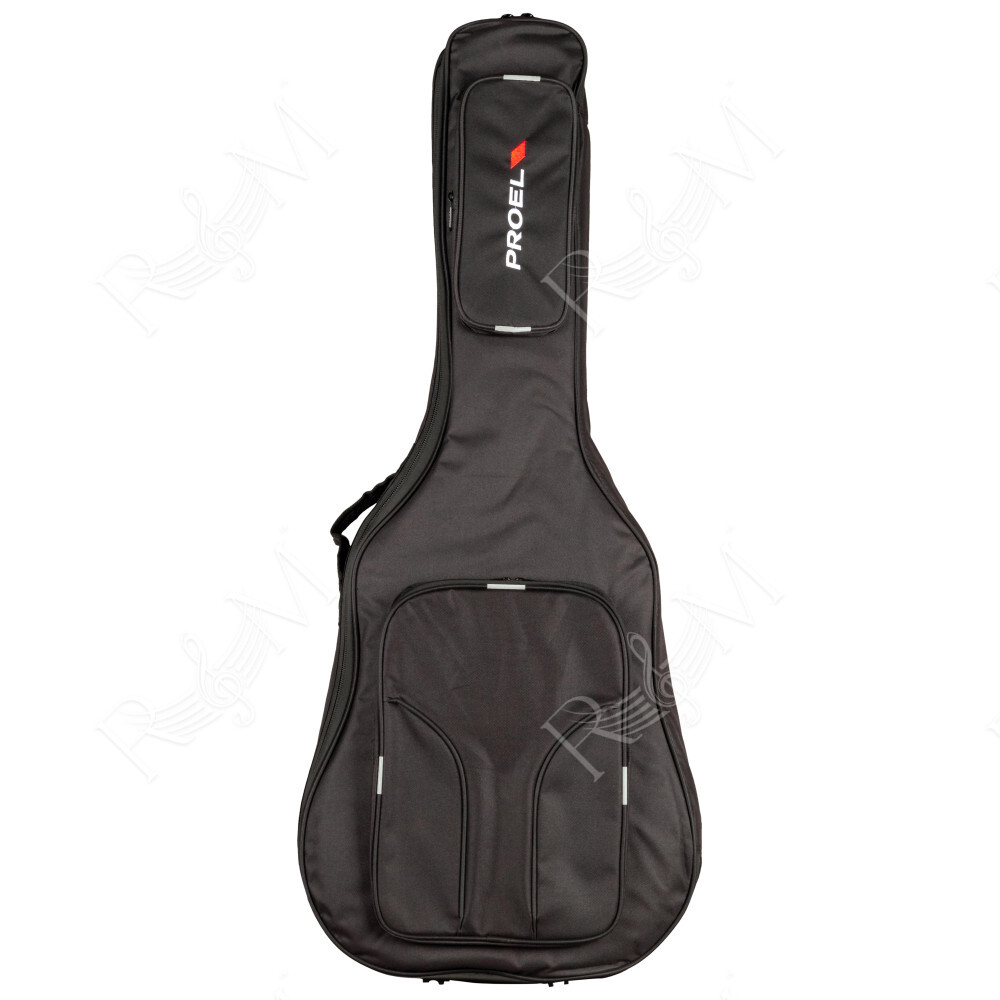 Borsa per chitarra Acustica/Folk in poliestere 600D antistrappo con imbottitura da 20mm. Disponibile nel colore nero.