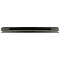Pannello rack 19" a 1U con spazzole per il passaggio di connettori e cavi.
