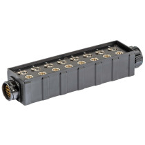 Stage box audio in materiale plastico antiurto con 8 prese pannello XLR 3P - 8 spine pannello XLR3P e connettore multipolare mas