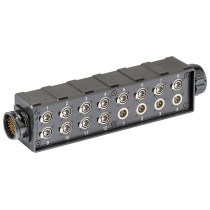 Stage box audio in materiale plastico antiurto con 12 prese pannello XLR 3P - 4 spine pannello XLR3P e connettore multipolare ma