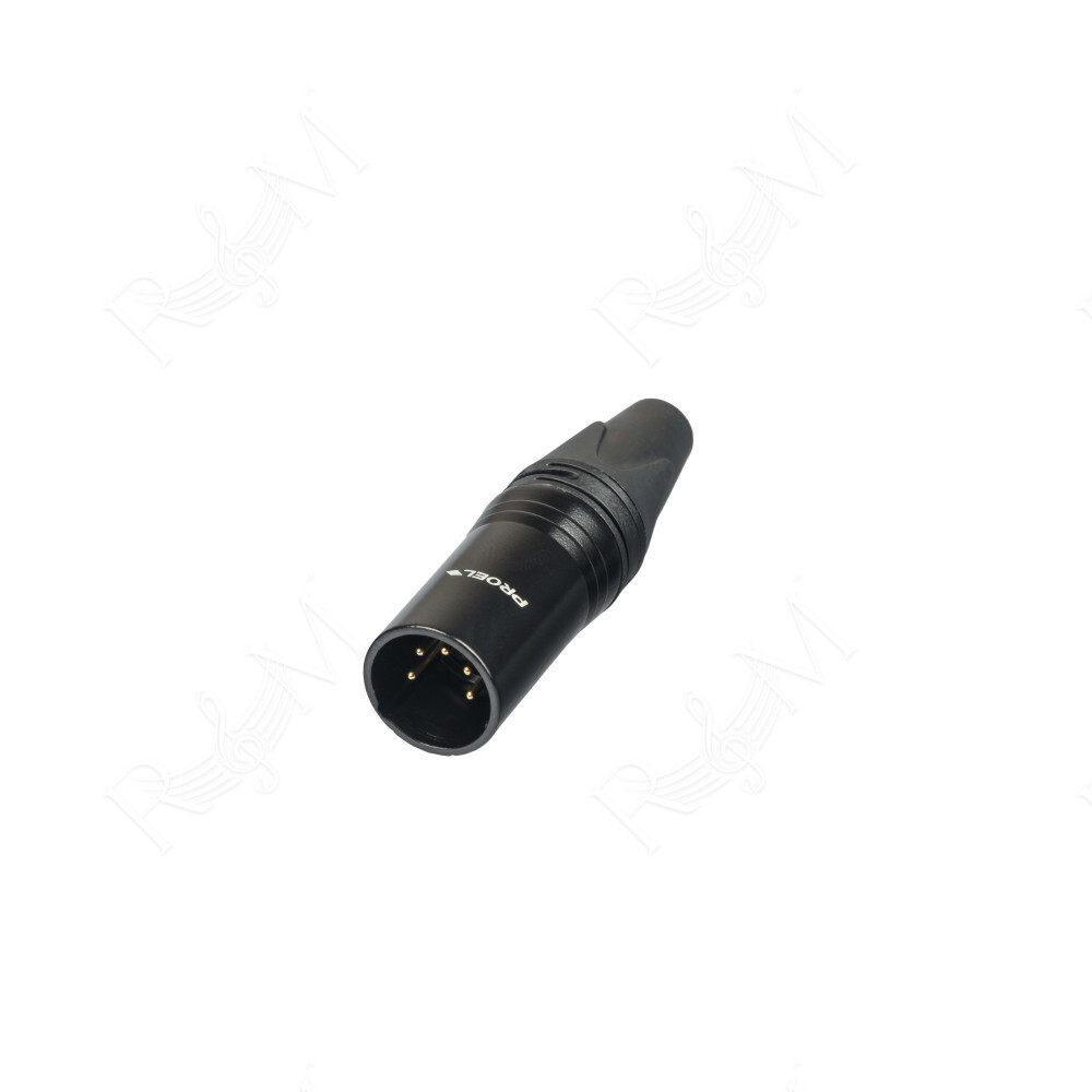 Connettore XLR (Cannon) maschio volante a 5 poli, progettato per la terminazione di cavi utilizzati in sistemi di controllo DMX.