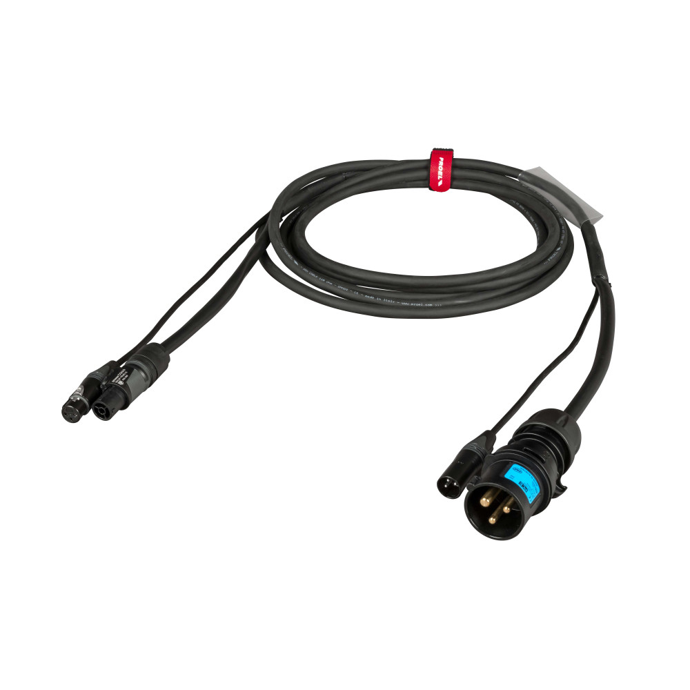 Cavo professionale Combinato DMX + alimentazione per il collegamento di apparati lighting. Lunghezza: 2 metri. Colore disponibil