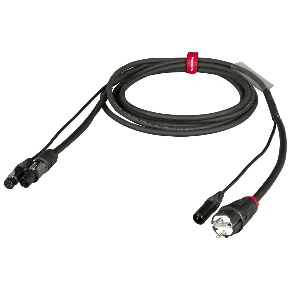 Cavo professionale Combinato DMX + alimentazione per il collegamento di apparati lighting. Lunghezza: 3 metri. Colore disponibil