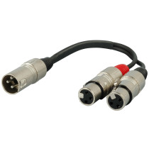 CAVO.BIL.XLR.3P.MAS+2XXLR.3P.FEM.20.CMCavo adattatore professionale per la gestione di segnali bilanciati da 1 XLR maschio a 2 X
