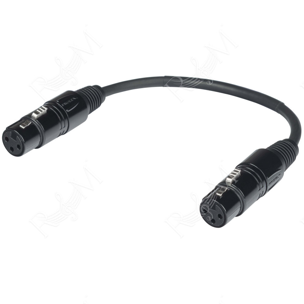 Cavo adattatore DMX per segnale DMX512 per cambio genere con connessioni – 2 x XLR 3 poli presa volante - XLR3FVPRON. Lunghezza: