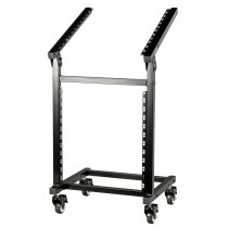 Supporto professionale rack da 19” a 24 unità (12+12), realizzato in acciaio. Disponibile in nero.