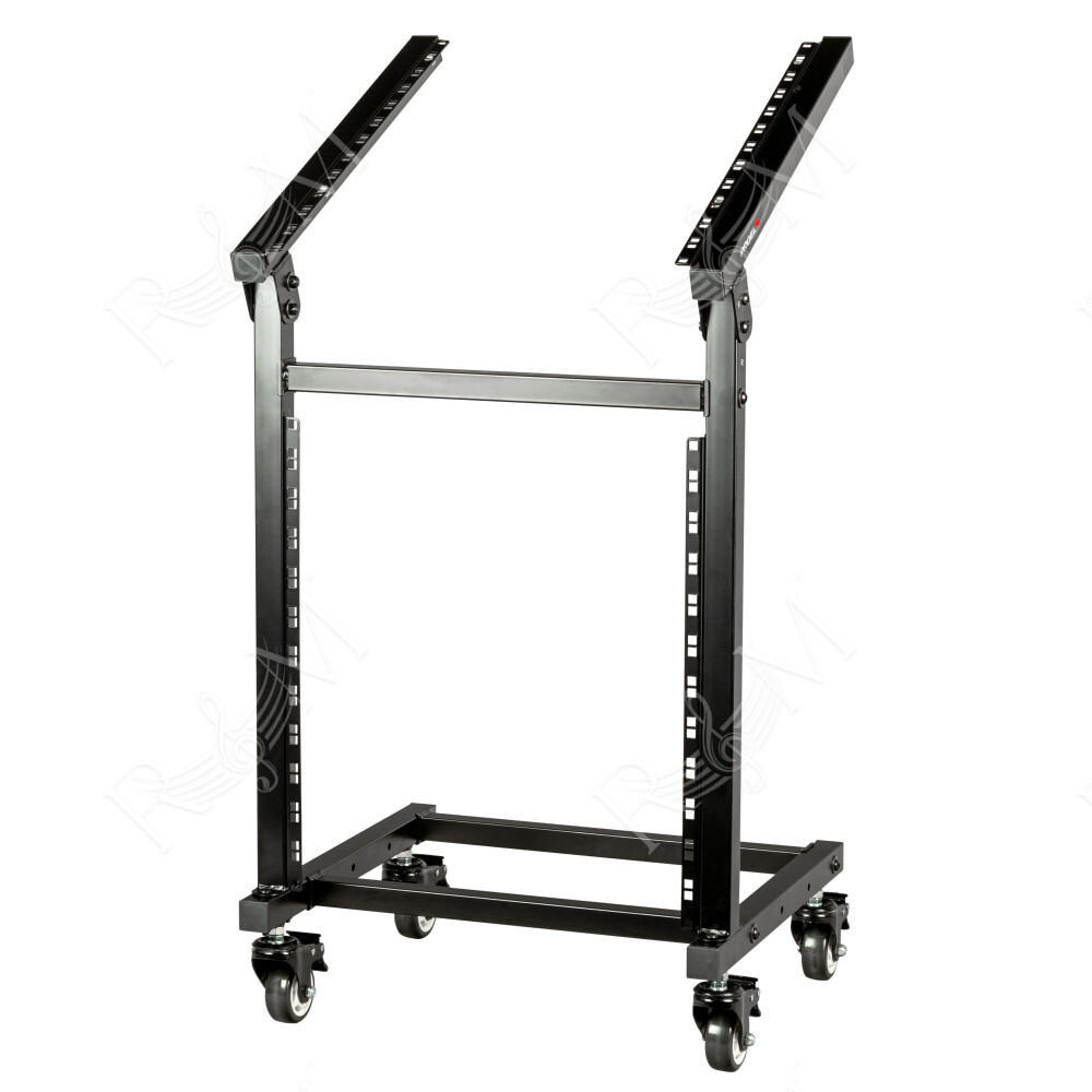 Supporto professionale rack da 19” a 24 unità (12+12), realizzato in acciaio. Disponibile in nero.