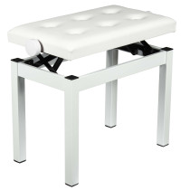 Elegante panca per pianoforte in acciaio verniciato bianco opaco, perfetta per ogni ambiente.