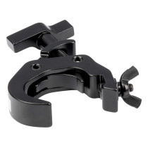 Gancio singolo in alluminio, utilizzabile con tubi da Ø 48 mm a Ø 51 mm. Carico max 250 kg. Disponibile in nero.