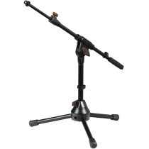 Asta microfonica nana ad altezza fissa a giraffa telescopica. Dotata di base a treppiede in alluminio pressofuso con tubi in acc
