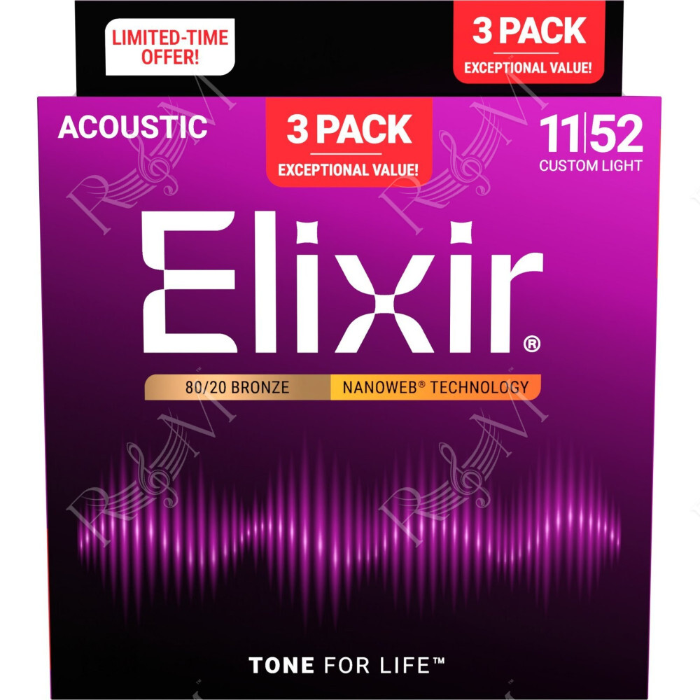 3-PACK 16564 ACOUSTIC 80/20 BRONZE NANOWEB