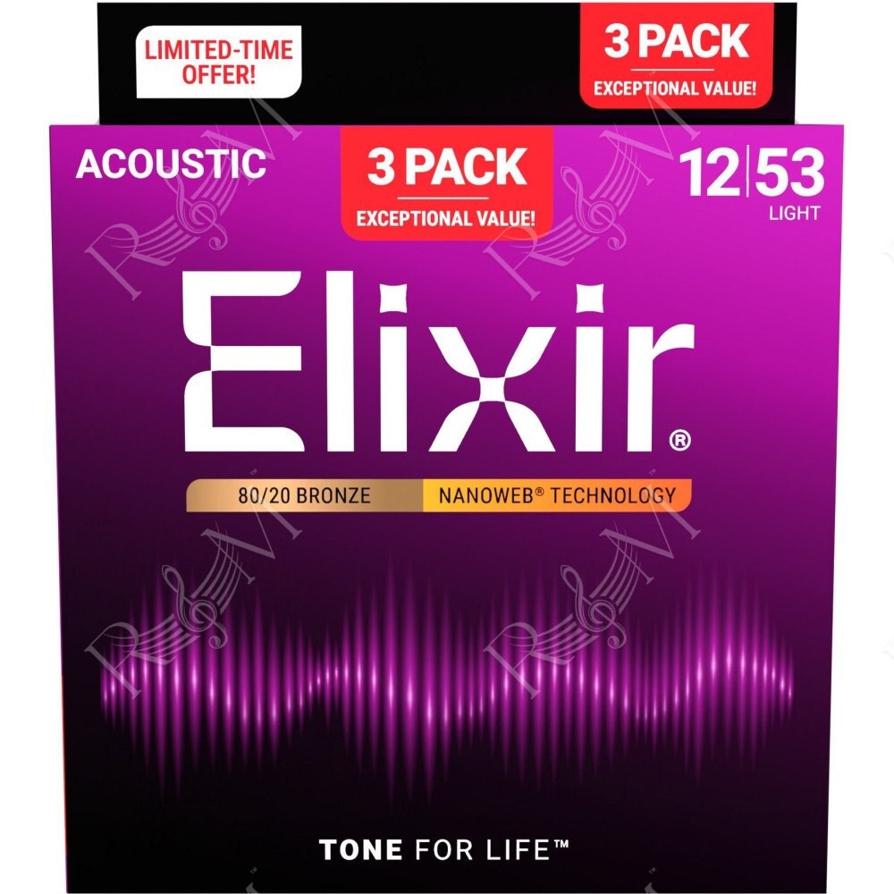 3-PACK 16565 ACOUSTIC 80/20 BRONZE NANOWEB