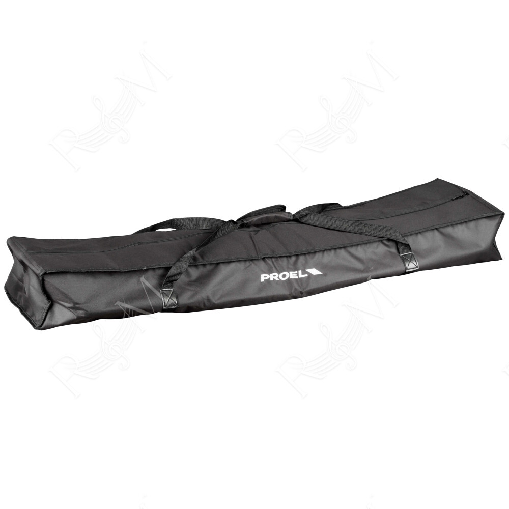 Robusta borsa in Nylon 600D, imbottitura da 5 mm, per due supporti casse. Dimensioni interne: 1140 x 250 x 155 mm.