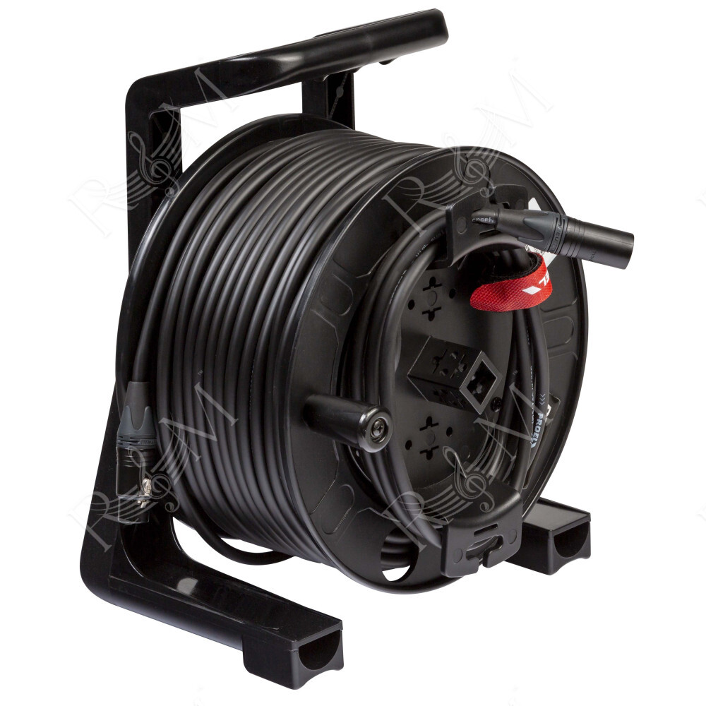 Avvolgitore professionale PROEL, con cavo microfonico HPC290BK - 2 x 0,50 mm2 - assemblato con connettori NEUTRIK femmina volant