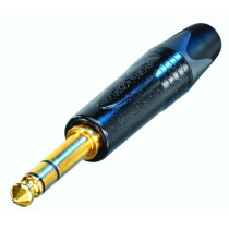 Jack Stereo professionale NEUTRIK Ø 6.3 mm - 1/4” dal minimo ingombro (Ø 14.5 mm). Versione cromato nero con contatti contatti d