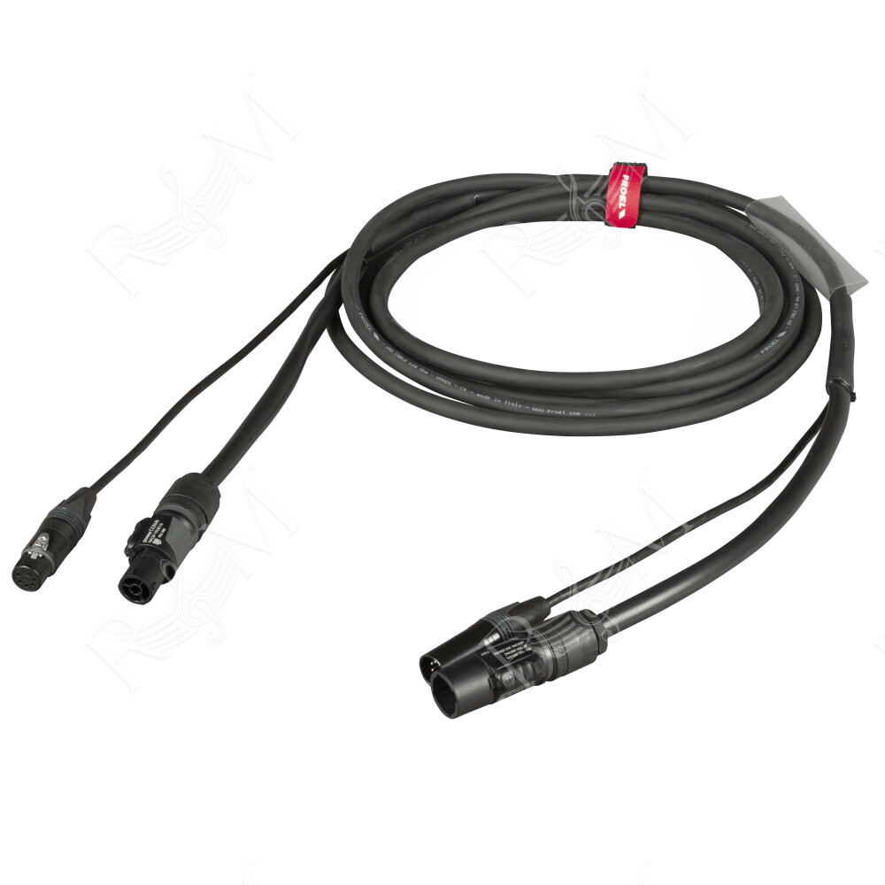 Cavo professionale Combinato DMX + alimentazione per il collegamento di apparati lighting. Lunghezza: 2 metri. Colore disponibil
