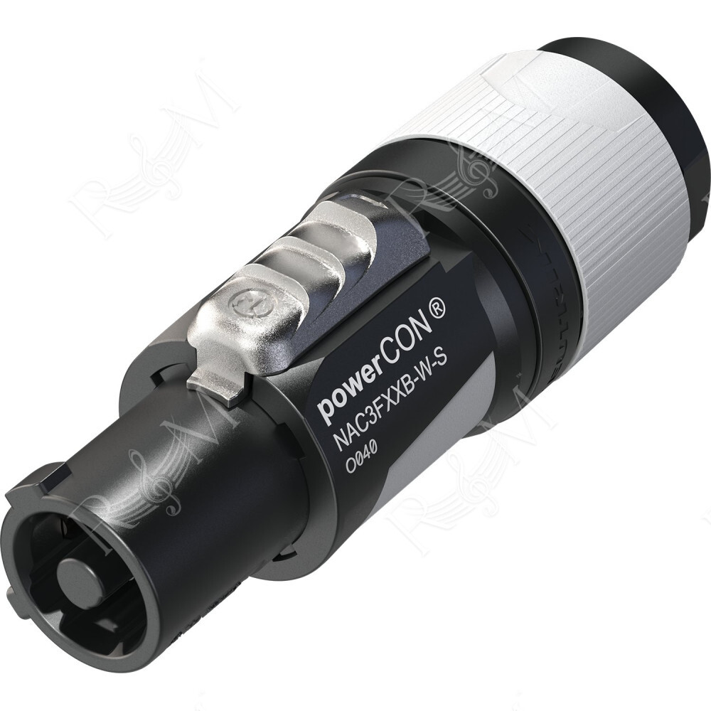 Presa volante NEUTRIK powerCON di potenza 16A, blue, power-out system, 3 poli. Manicotto con ingresso per cavi Ø 6 - 12 mm.