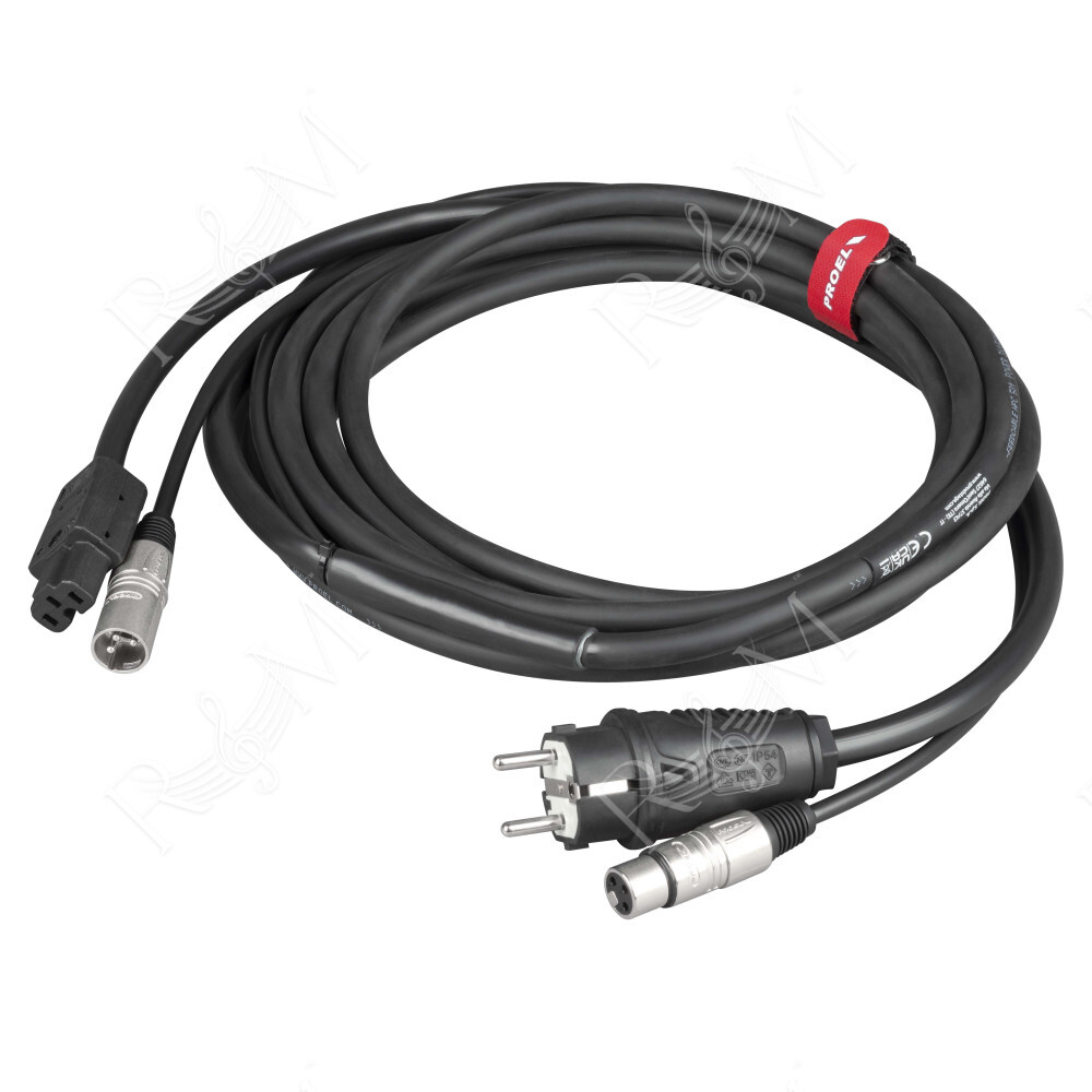 Cavo professionale Phono-Rete per il collegamento di diffusori acustici attivi. Cavo 3 X 1,5 + 2 x 0,35 - con connessioni presa 