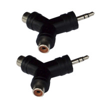 Coppia adatt audio da 2 prese RCA F e 1 spina 3,5mm stereo