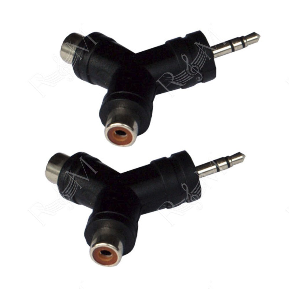Coppia adatt audio da 2 prese RCA F e 1 spina 3,5mm stereo