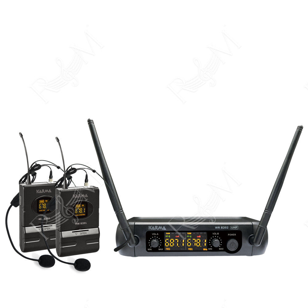 Doppio radiomicrofono UHF con archetto