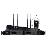 Doppio radiomicrofono UHF palmare + bodypack