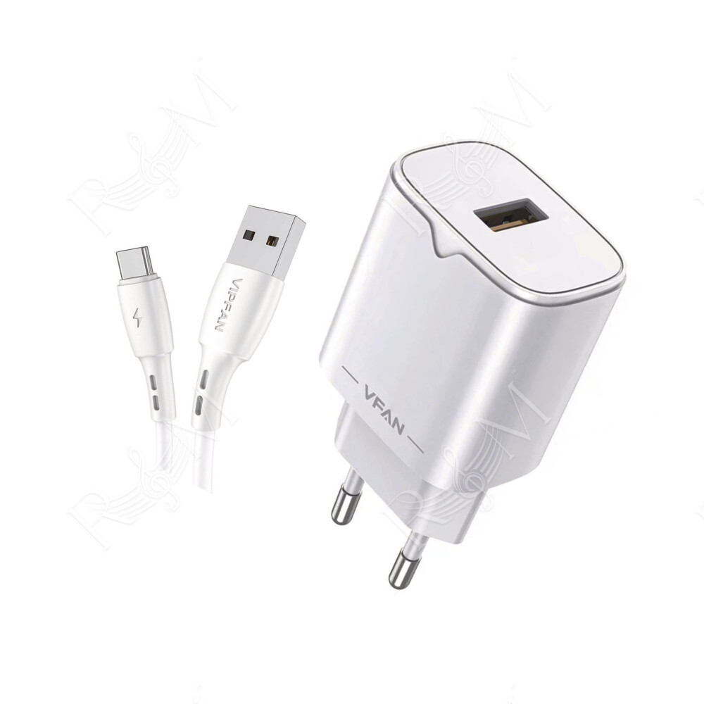 Caricatore USB Q.C. 18W +  cavo type C