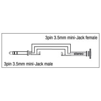 XGA08 - mini-jack/M stereo to mini-jack/F - 90°