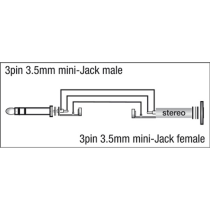 XGA08 - mini-jack/M stereo to mini-jack/F - 90°