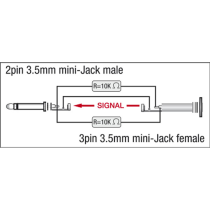 XGA43 - mini-jack/M mono to mini-jack/F - incl. 2 x 10 kOhm resistors