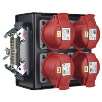 Breakout-box Connettore a 16 pin per 4x CEE 4P 16 A Rosso