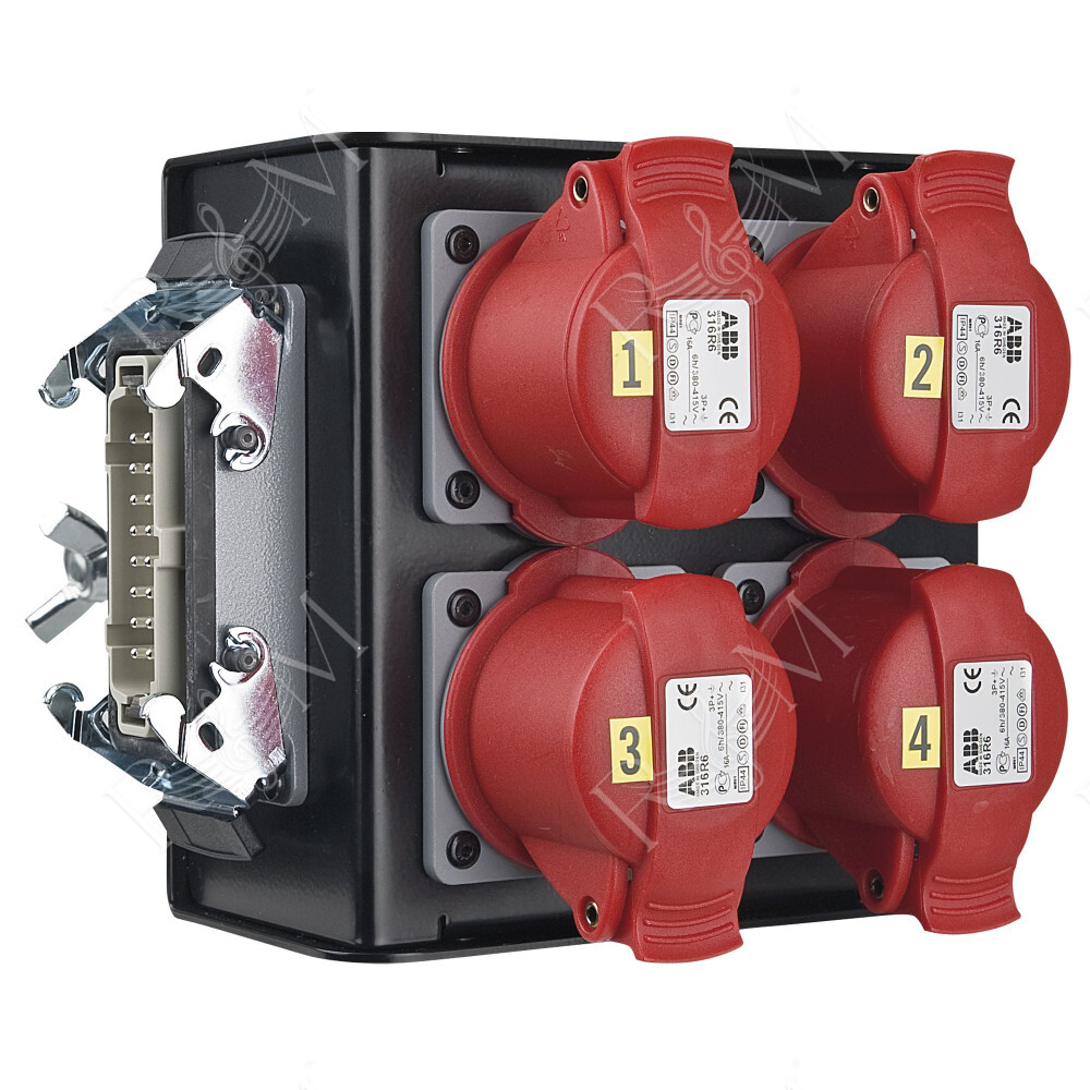 Breakout-box Connettore a 16 pin per 4x CEE 4P 16 A Rosso