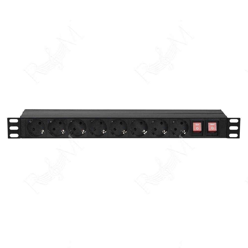19" 1U Main Power Strip 16 Controllo anteriore e posteriore