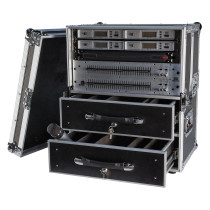 Wireless Microphone Case 2 Striscia 6 U, 19 pollici, con due cassetti