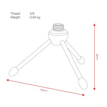 Desk Microphone Stand - Mini 93 mm - 5/8 filetto