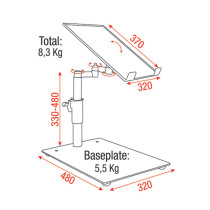 DJ Player Stand Acciaio - 330-480 mm